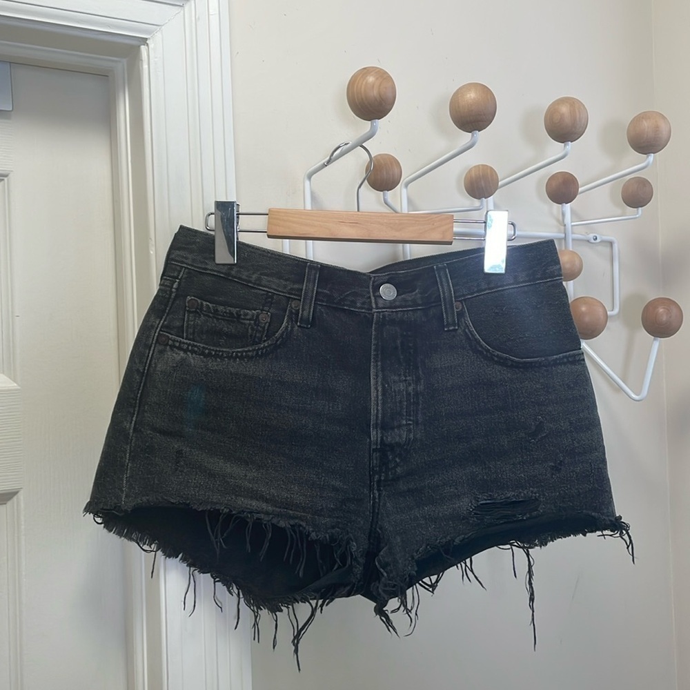 Levi 501 Denim Jean Cutoff Shorts - Black - W27